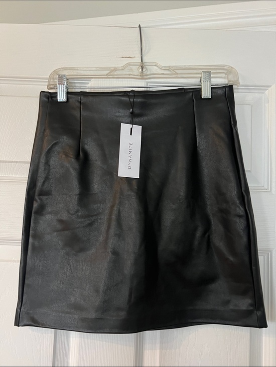 Dynamite Dresses & Skirts - Dynamite Black Faux Leather A-Line Mini Skirt